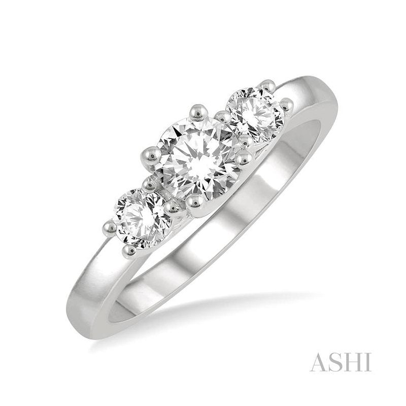 ASHI Round Shape Past Present & Future Diamond Engagement Ring 30412PPFGWG