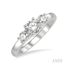 ASHI Round Shape Past Present & Future Diamond Engagement Ring 30412PPFGWG