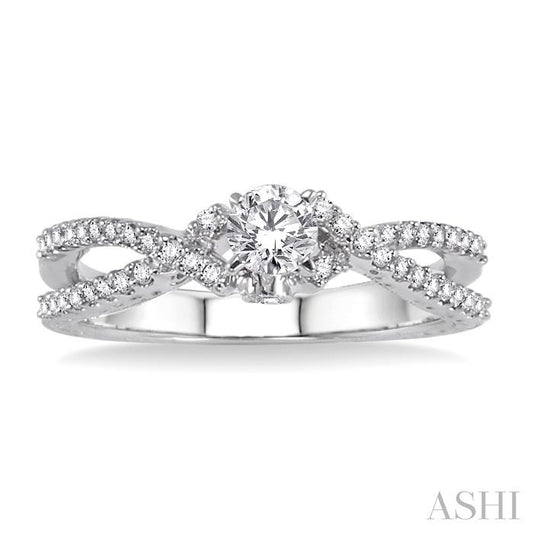 ASHI Round Shape Semi-Mount Diamond Engagement Ring 26616PPFGWG-SM