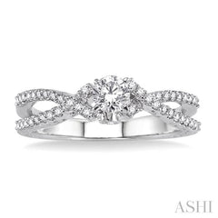 ASHI Round Shape Semi-Mount Diamond Engagement Ring 26616PPFGWG-SM