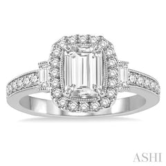 ASHI Emerald Shape Halo Diamond Engagement Ring 266E2PPFVWG-LE