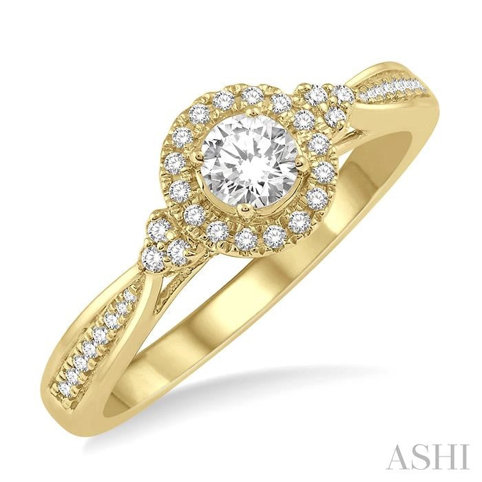 ASHI Round Shape Halo Diamond Engagement Ring 266J4PPFHYG-LE