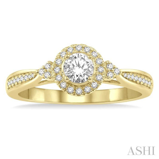 ASHI Round Shape Halo Diamond Engagement Ring 266J4PPFHYG-LE