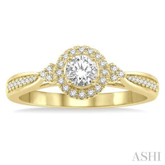 ASHI Round Shape Halo Diamond Engagement Ring 266J4PPFHYG-LE