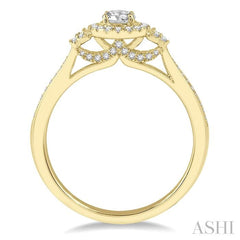 ASHI Round Shape Halo Diamond Engagement Ring 266J4PPFHYG-LE