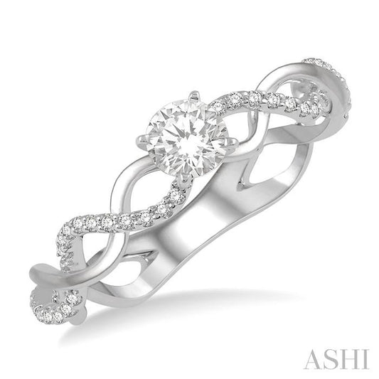 ASHI Round Shape Semi-Mount Diamond Engagement Ring 268J8PPFHWG-SM