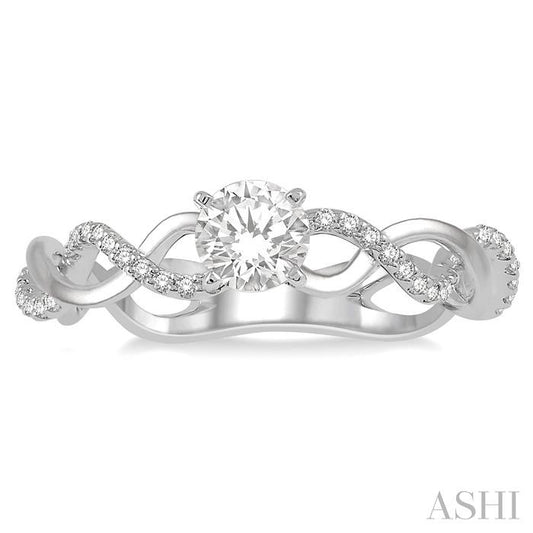 ASHI Round Shape Semi-Mount Diamond Engagement Ring 268J8PPFHWG-SM