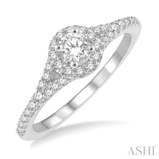 ASHI Round Shape Semi-Mount Halo Diamond Engagement Ring 268L5PPFHWG-SM