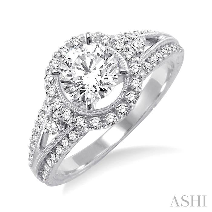 ASHI Round Shape Halo Diamond Engagement Ring 26931PPFVWG-LE