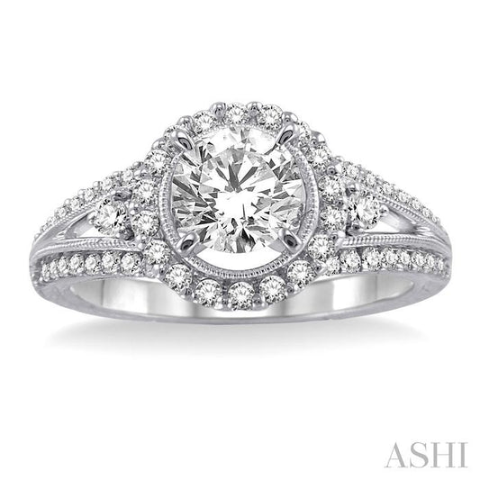 ASHI Round Shape Halo Diamond Engagement Ring 26931PPFVWG-LE