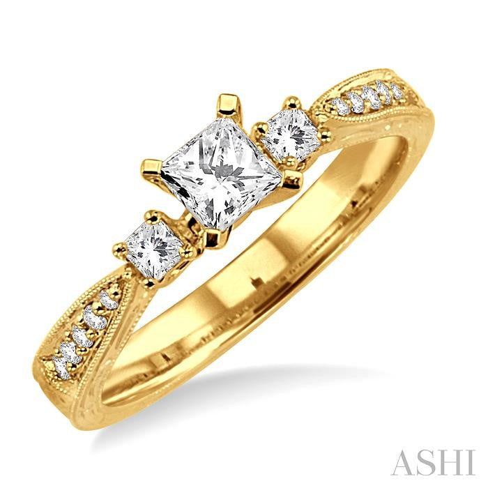 ASHI Princess Shape Past Present & Future Diamond Engagement Ring 26963PPFVYG-LE