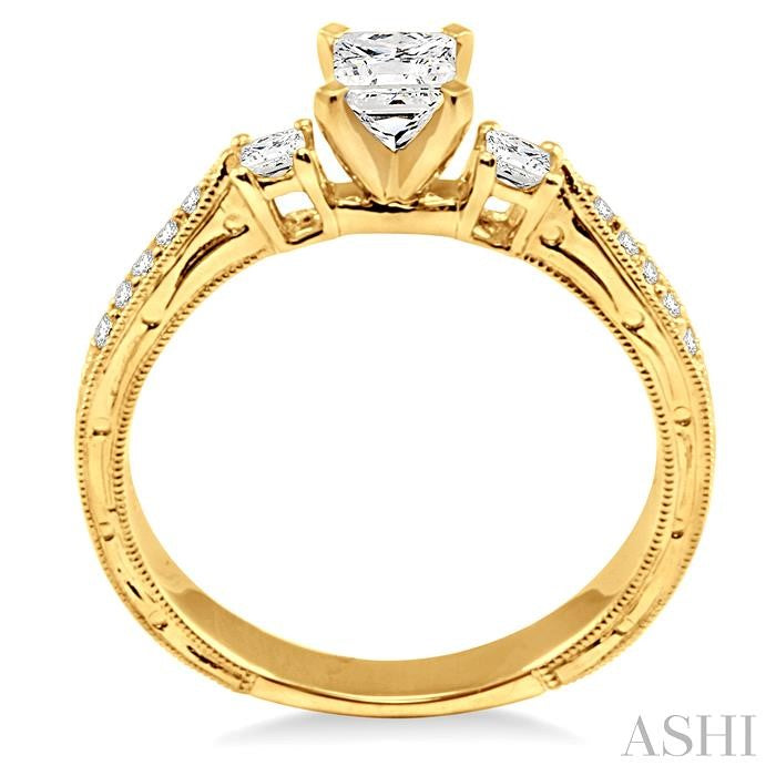 ASHI Princess Shape Past Present & Future Diamond Engagement Ring 26963PPFVYG-LE