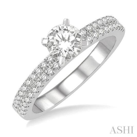 ASHI Round Shape Semi-Mount Diamond Engagement Ring 269L5PPFHWG-SM