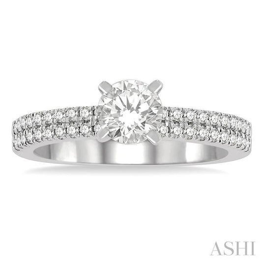 ASHI Round Shape Semi-Mount Diamond Engagement Ring 269L5PPFHWG-SM