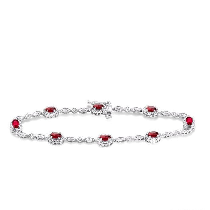 Parkplace Jewelers Oval Shape Gemstone & Halo Diamond Bracelet 76859PPFSRBWG