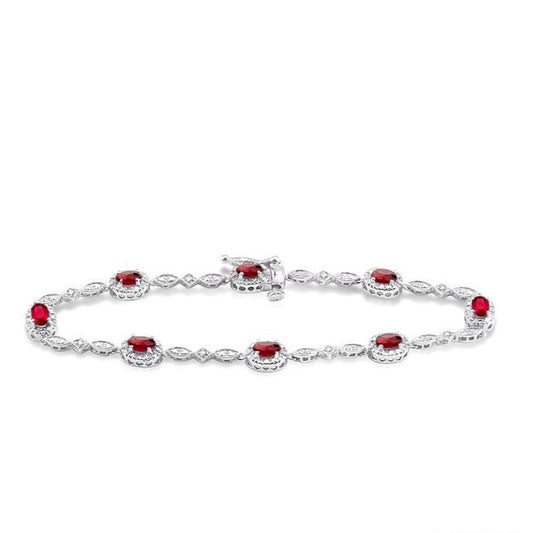 Parkplace Jewelers Oval Shape Gemstone & Halo Diamond Bracelet 76859PPFSRBWG