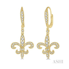 ASHI Fleur De Lis Diamond Earrings 96193PPFVERYG