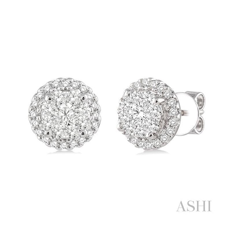 ASHI Round Shape Halo Lovebright Essential Diamond Earrings 94911PPFVERWG