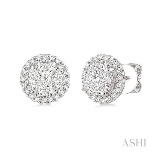 ASHI Round Shape Halo Lovebright Essential Diamond Earrings 94911PPFVERWG