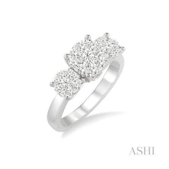 ASHI Round Shape Past Present & Future Lovebright Essential Diamond Engagement Ring 36923PPFGWG