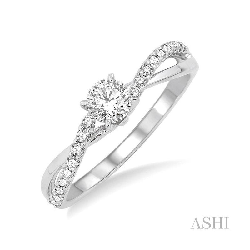 ASHI Round Shape Semi-Mount Diamond Engagement Ring 19137PPFHWG-SM-RD