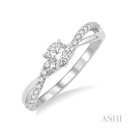ASHI Round Shape Semi-Mount Diamond Engagement Ring 19137PPFHWG-SM-RD