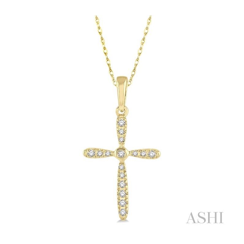 ASHI Cross Petite Diamond Pendant 954A8PPTSPDYG