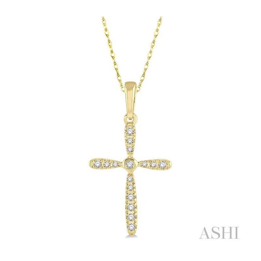 ASHI Cross Petite Diamond Pendant 954A8PPTSPDYG