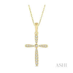 ASHI Cross Petite Diamond Pendant 954A8PPTSPDYG