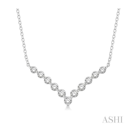 ASHI Chevron Diamond Necklace 996JHPPFGNKWG