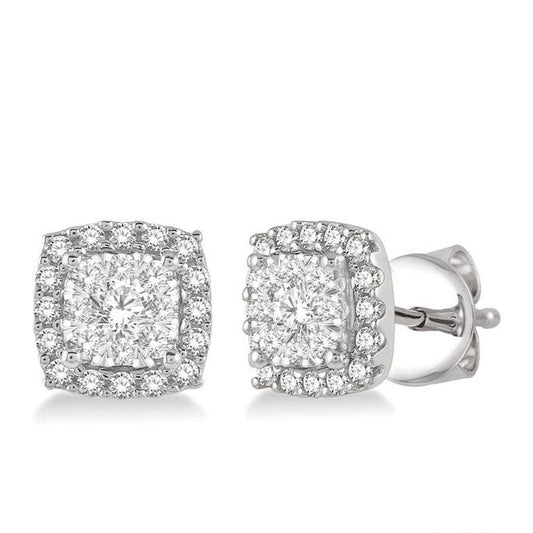 Parkplace Jewelers Cushion Shape Halo Lovebright Essential Diamond Earrings 916B5PPFHERWG