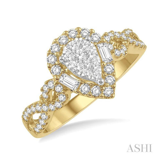 ASHI Pear Shape Halo Lovebright Diamond Engagement Ring 152A3PPFGYW