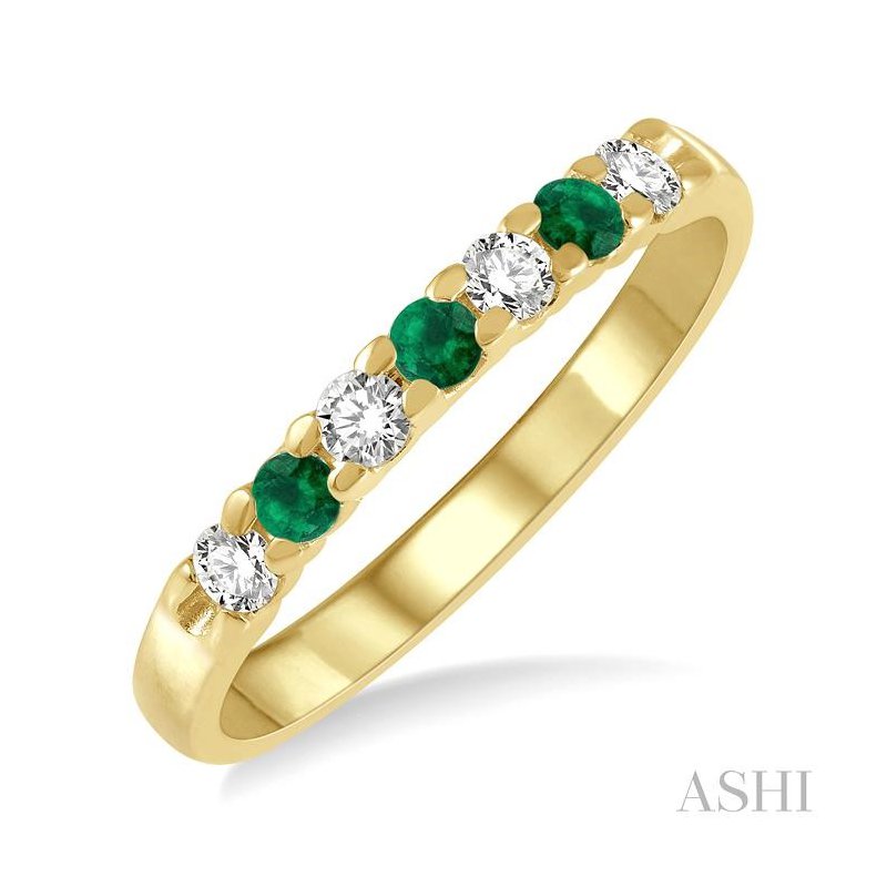 ASHI 7 Alternate Gemstone & Diamond Wedding Band 46487PPFGEMYG