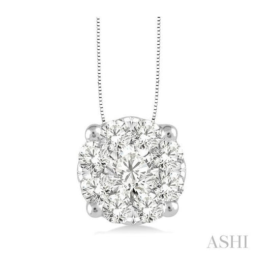 ASHI Round Shape Lovebright Essential Diamond Solitaire Pendant 91752PPFVPDWG