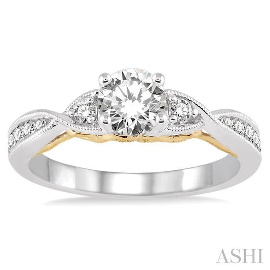 ASHI Round Shape Semi-Mount Diamond Engagement Ring 28276PPFHWY-SM