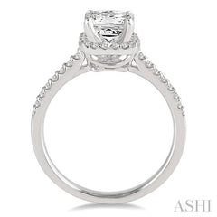 ASHI Princess Shape Semi-Mount Halo Diamond Engagement Ring 28346PPFVWG-SM