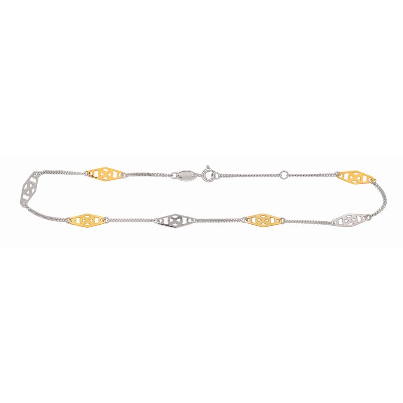 Royal Chain 14K & Sterling Silver 10in Diamond Cut/ Textured Anklets Anklet with Spring Ring Clasp RDA101