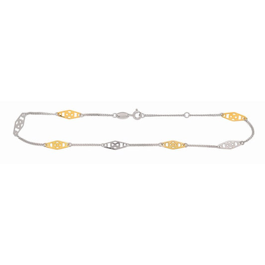 Royal Chain 14K & Sterling Silver 10in Diamond Cut/ Textured Anklets Anklet with Spring Ring Clasp RDA101