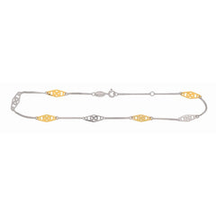 Royal Chain 14K & Sterling Silver 10in Diamond Cut/ Textured Anklets Anklet with Spring Ring Clasp RDA101