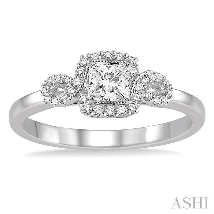 ASHI Princess Shape Semi-Mount Halo Diamond Engagement Ring 28997PPFHWG-SM