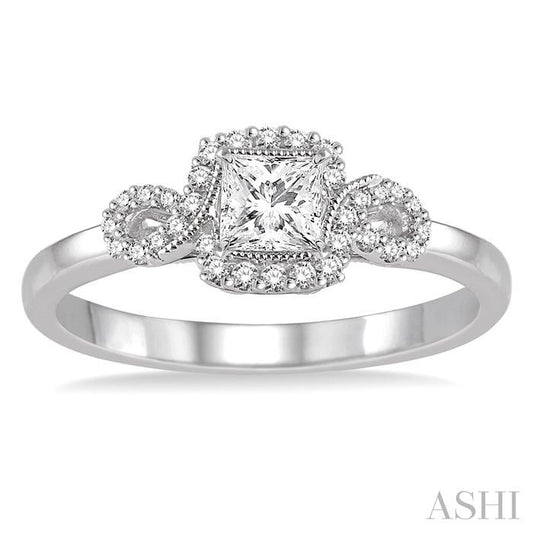 ASHI Princess Shape Semi-Mount Halo Diamond Engagement Ring 28997PPFHWG-SM