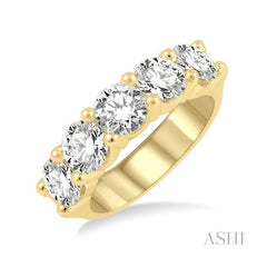 ASHI Round Shape 5 Stone Diamond Wedding Band 33340PPFGYG-3.00