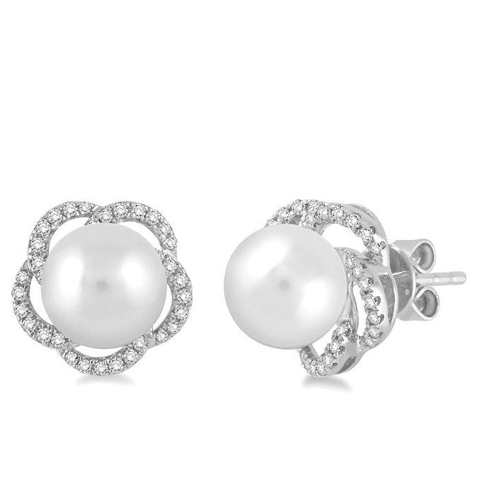 Parkplace Jewelers Flower Pearl & Diamond Earrings 56787PPFSERWPWG