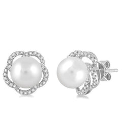 Parkplace Jewelers Flower Pearl & Diamond Earrings 56787PPFSERWPWG