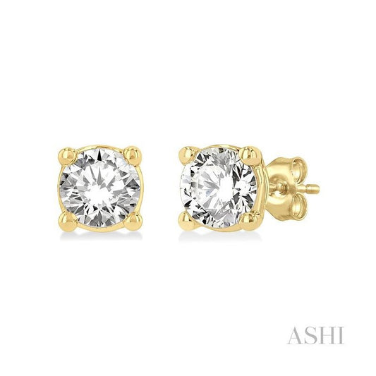 ASHI Round Shape Diamond Stud Earrings 66305PPFGERYG