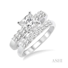 ASHI Princess Shape Diamond Wedding Set 23160PPFVWG-WS-1.40