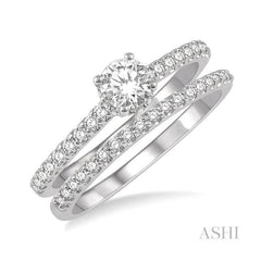 ASHI Round Shape Diamond Wedding Set 259J2PPFHWG-WS