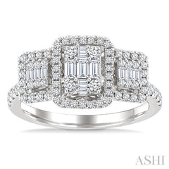 ASHI Emerald Shape Past Present & Future Halo Fusion Diamond Engagement Ring 294G2PPFGWG-OC