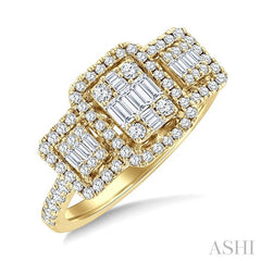 ASHI Emerald Shape Past Present & Future Halo Fusion Diamond Engagement Ring 294G2PPFGYG-OC