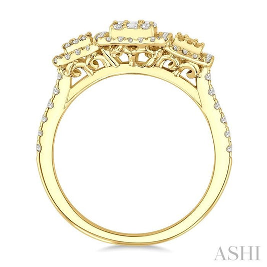 ASHI Emerald Shape Past Present & Future Halo Fusion Diamond Engagement Ring 294G2PPFGYG-OC